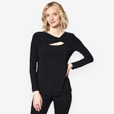 Hailey Lyn Long Sleeve Top with Side Twist Front Yoke and Peek-a-boo