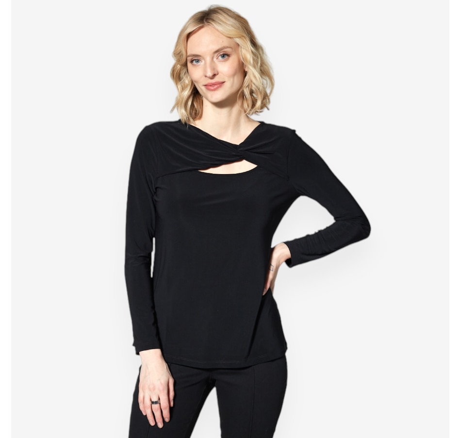 Image 528909_BLK.jpg, Product 528-909 / Price $24.33, Hailey Lyn Long Sleeve Top with Side Twist Front Yoke and Peek-a-boo from Hailey Lyn on TSC.ca's Fashion department