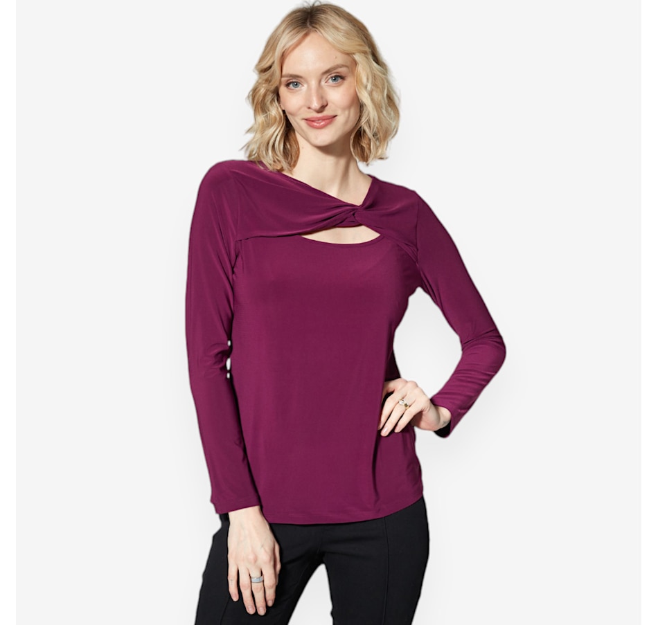 Image 528909_CRIBY.jpg, Product 528-909 / Price $24.33, Hailey Lyn Long Sleeve Top with Side Twist Front Yoke and Peek-a-boo from Hailey Lyn on TSC.ca's Fashion department