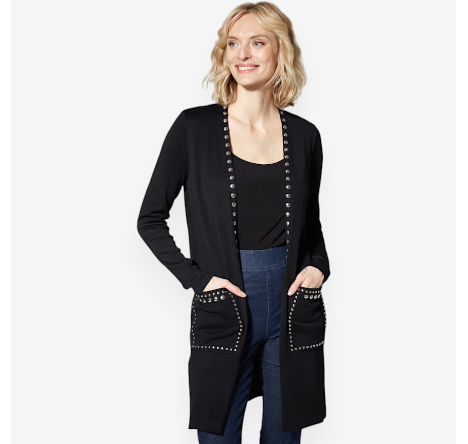 Image 528910_BLK.jpg, Product 528-910 / Price $29.33, Hailey Lyn Cardigan with Front Pockets and Stud Detail from Hailey Lyn on TSC.ca's Fashion department