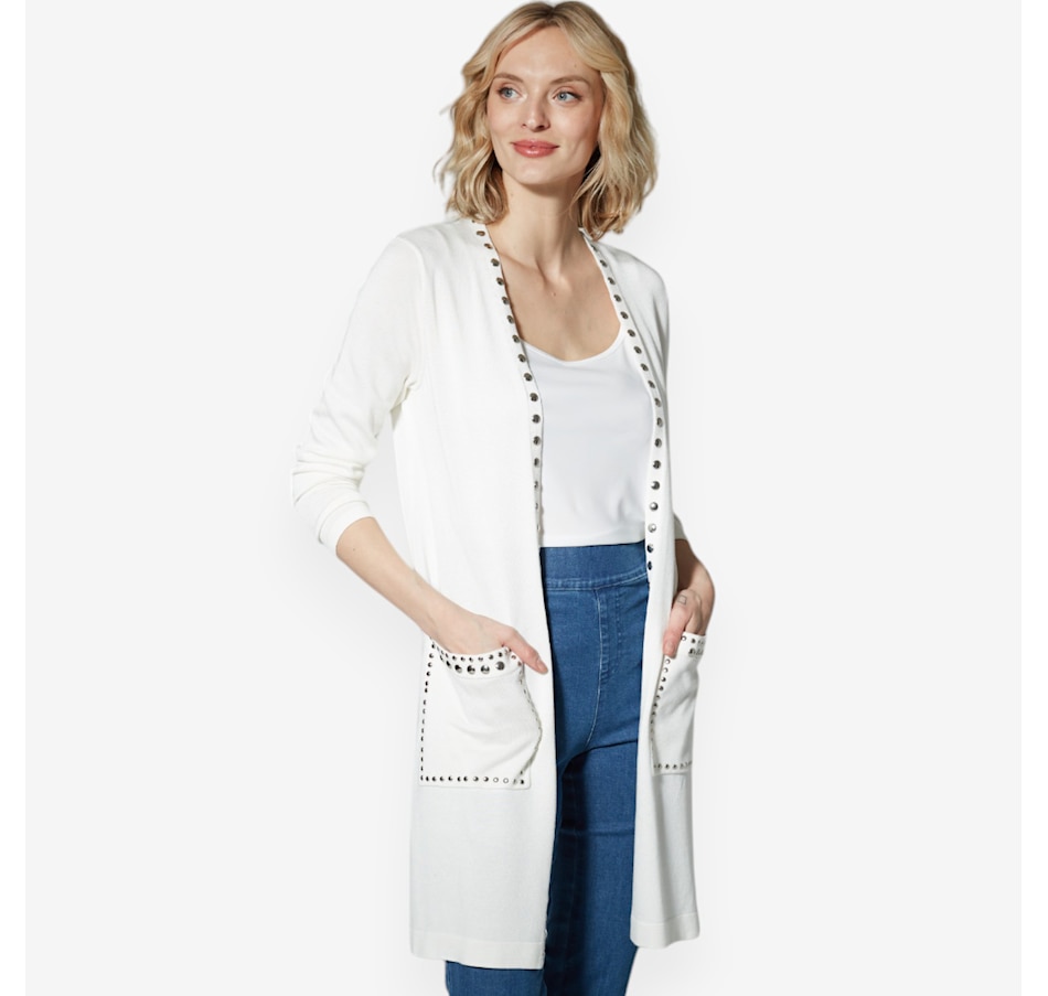 Image 528910_IVR.jpg, Product 528-910 / Price $29.33, Hailey Lyn Cardigan with Front Pockets and Stud Detail from Hailey Lyn on TSC.ca's Fashion department