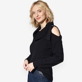 Hailey Lyn Cowl Neck Sweater with Cold Shoulder