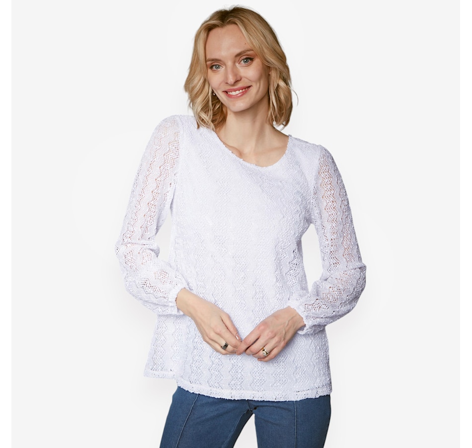 Image 529043_WHT.jpg, Product 529-043 / Price $29.33, Hailey Lyn Scoop Neck Balloon Sleeve Novelty Knit Top from Hailey Lyn on TSC.ca's Fashion department