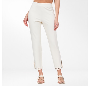 Jhoan Sebastian Grey Ponte Pant with Grommet Hem