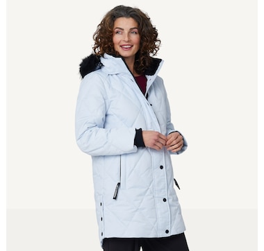 Arctic Expedition Quilted Jacket with Detachable Hood and Fixed Fur Trim 