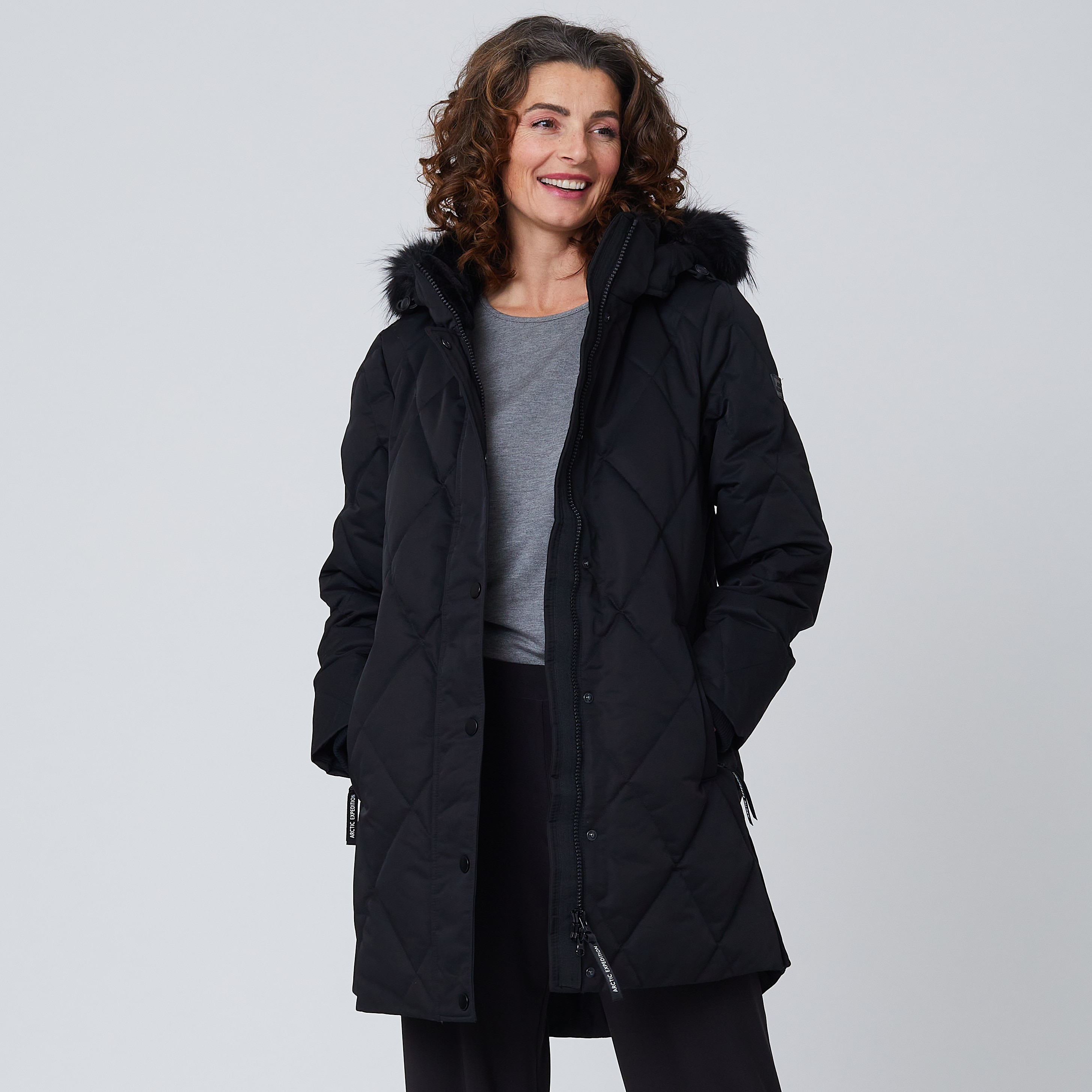 ジャケット・アウター th products LONG PADDED COAT Arctic Expedition Quilted Jacket with Detachable Hood and Fixed