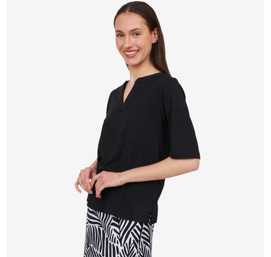 Image 529074_BLK.jpg, Product 529-074 / Price $14.33, Cuddle Duds Flexwear Split V-Neck Tee from Cuddl Duds on TSC.ca's Fashion department