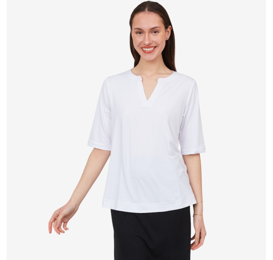 Image 529074_WHT.jpg, Product 529-074 / Price $14.33, Cuddle Duds Flexwear Split V-Neck Tee from Cuddl Duds on TSC.ca's Fashion department