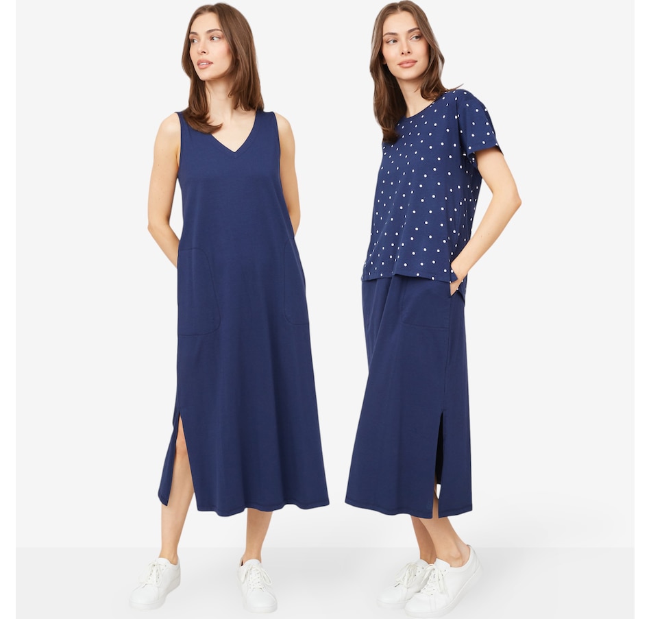 Image 529076_NVDT.jpg, Product 529-076 / Price $29.33, Cuddl Duds Cottonwear+ Two-Piece Tee and Tank Dress from Cuddl Duds on TSC.ca's Fashion department