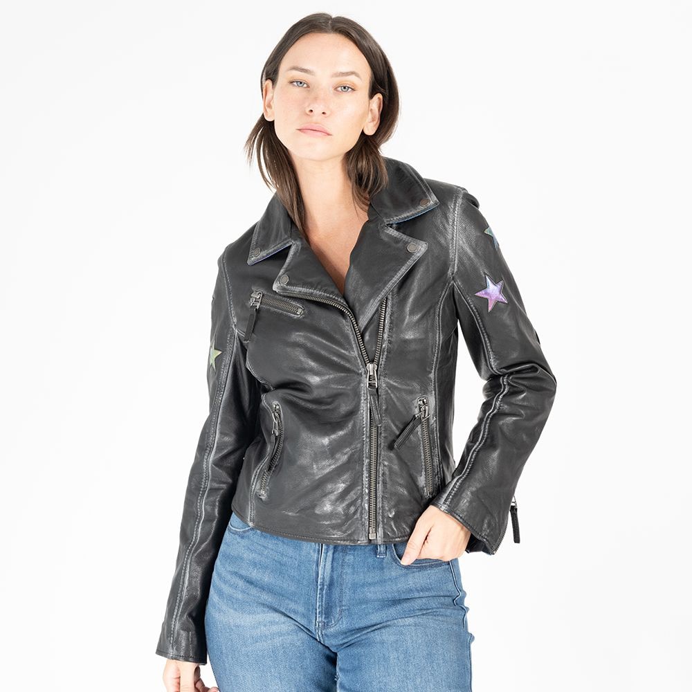 ジャケット・アウター GUAGLIANONE leather leopard zip jacket 61gbXxpBcPL.jpg