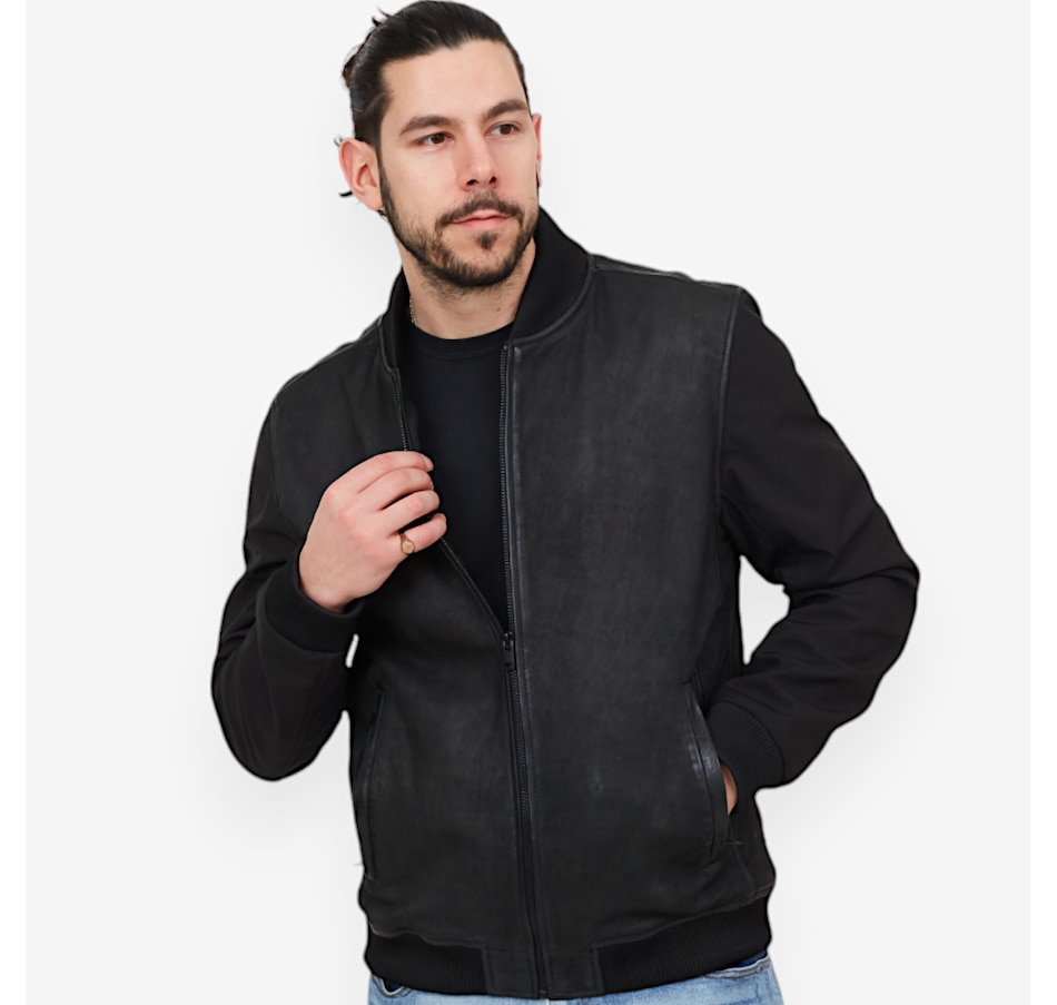 Image 529095_BLK.jpg, Product 529-095 / Price $295.00, Mauritius Men's Tech Sleeve Bomber Jacket from Mauritius on TSC.ca's Fashion department