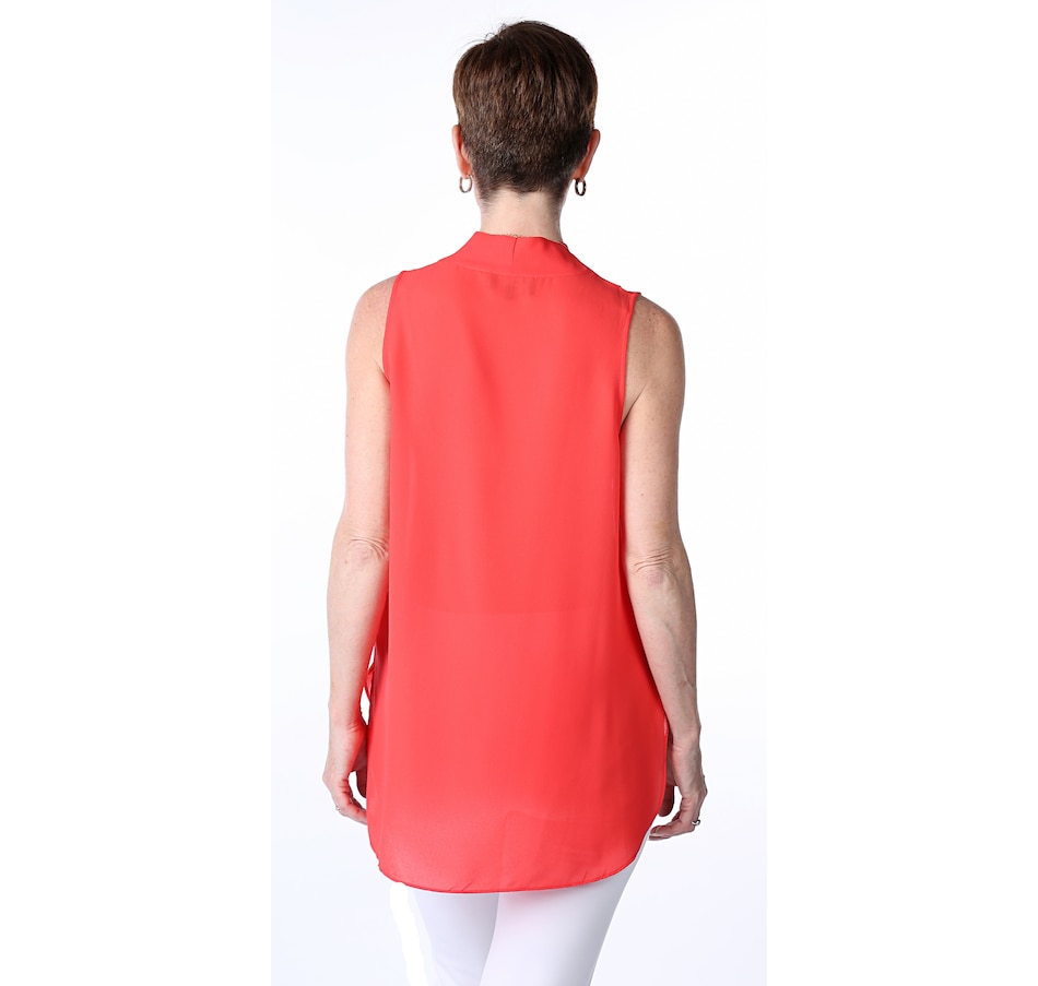 Buy Red Coral Georgette Flat V-Neck Top - Online Shopping for Canadians