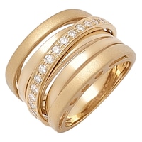 UNOAERRE 18K Gold Diamond Iconic Two Textured Crossover Ring