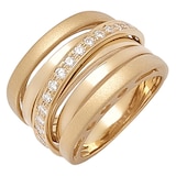 UNOAERRE 18K Gold Diamond Iconic Two Textured Crossover Ring