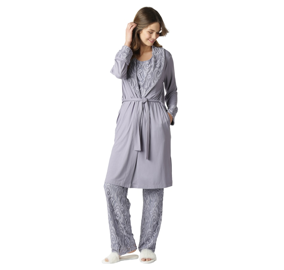 Image 551846_LAV.jpg , Product 551-846 / Price $89.99 , Guillaume Home Lace and Luxe Jersey Robe from Guillaume Home on TSC.ca's Fashion department
