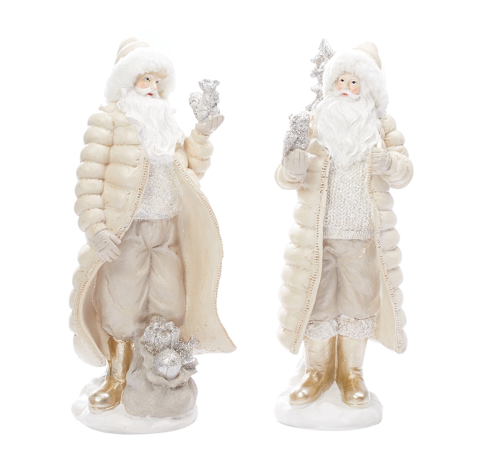 Tsc Ca Holiday Memories Resin Forest Santa With Fur Hat Set Of 2