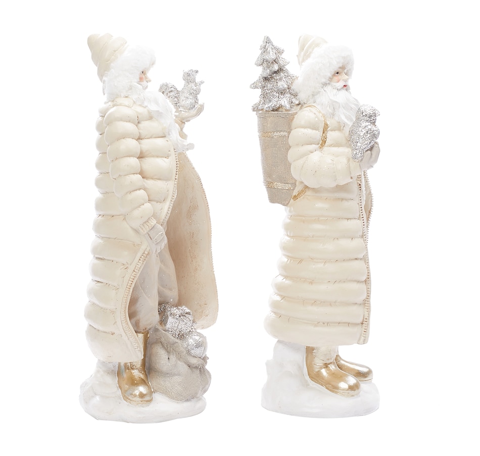 Tsc Ca Holiday Memories Resin Forest Santa With Fur Hat Set Of 2