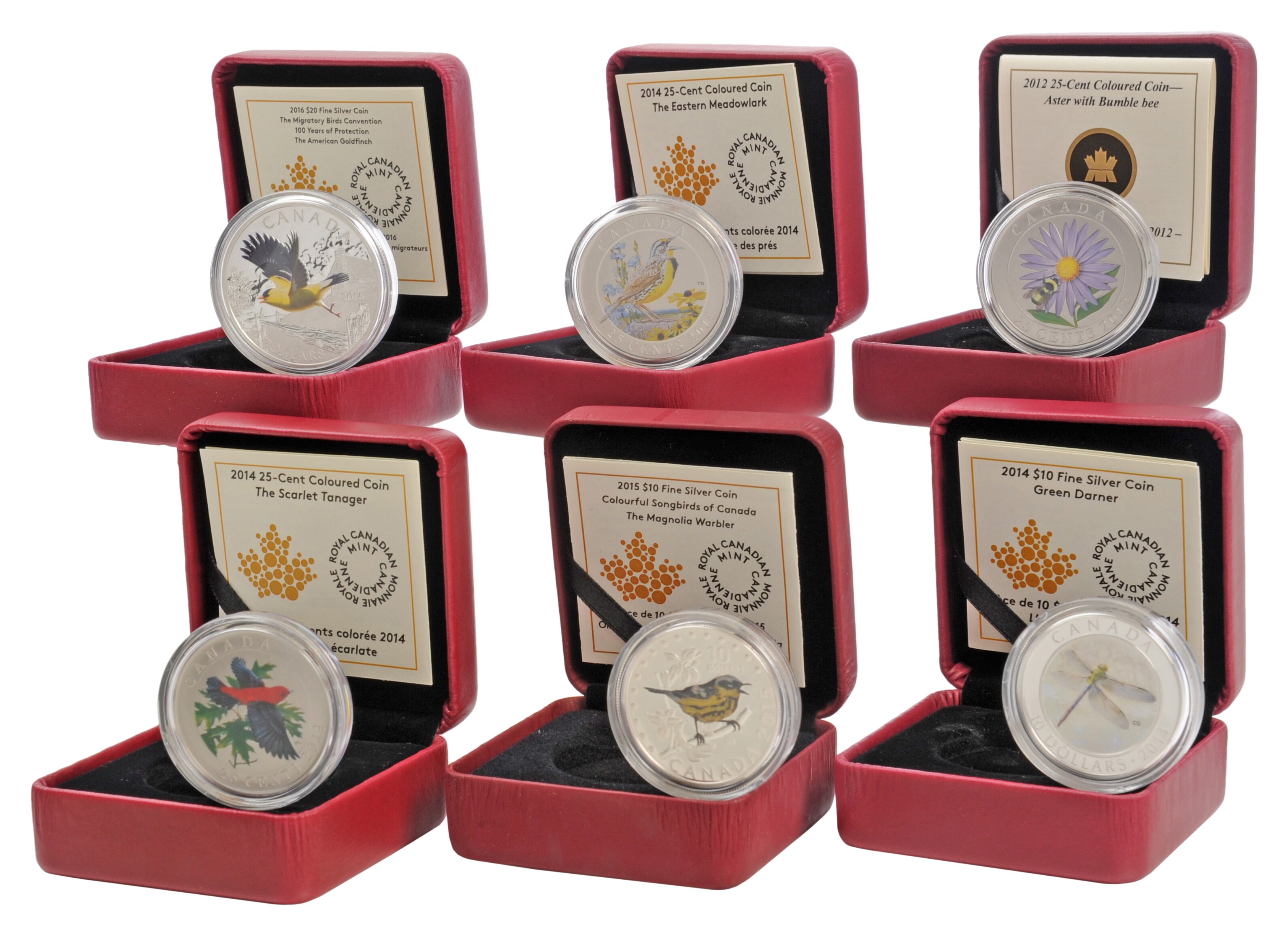 2014 Canada Scarlet Tanager 2014 Coloured Coin In Royal Canadian Mint Pack.