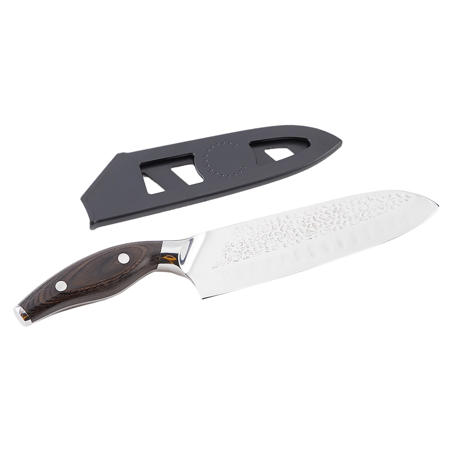 Image 554818.jpg, Product 554-818 / Price $52.99, Curtis Stone Samurai Series 7" Hammered Santoku Knife from Curtis Stone on TSC.ca's Kitchen department