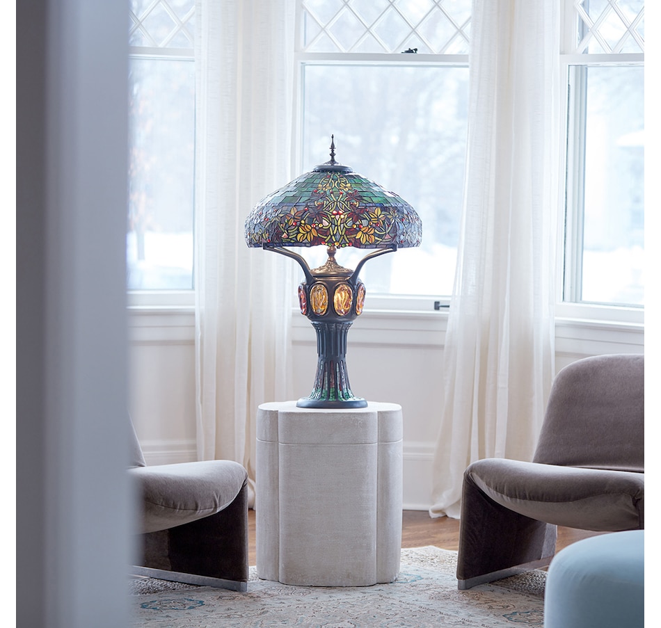 Image 554890_ALTMORE1.jpg, Product 554-890 / Price $1,899.99, Tiffany Style 34"H Stained Glass Turtleback Mosaic Double-Lit Lamp from Tiffany Style Lighting on TSC.ca's Home & Garden department