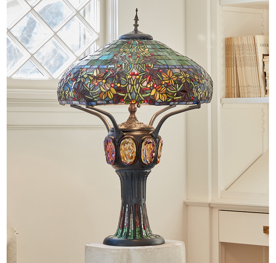 Image 554890_ALTMORE4.jpg, Product 554-890 / Price $1,899.99, Tiffany Style 34"H Stained Glass Turtleback Mosaic Double-Lit Lamp from Tiffany Style Lighting on TSC.ca's Home & Garden department