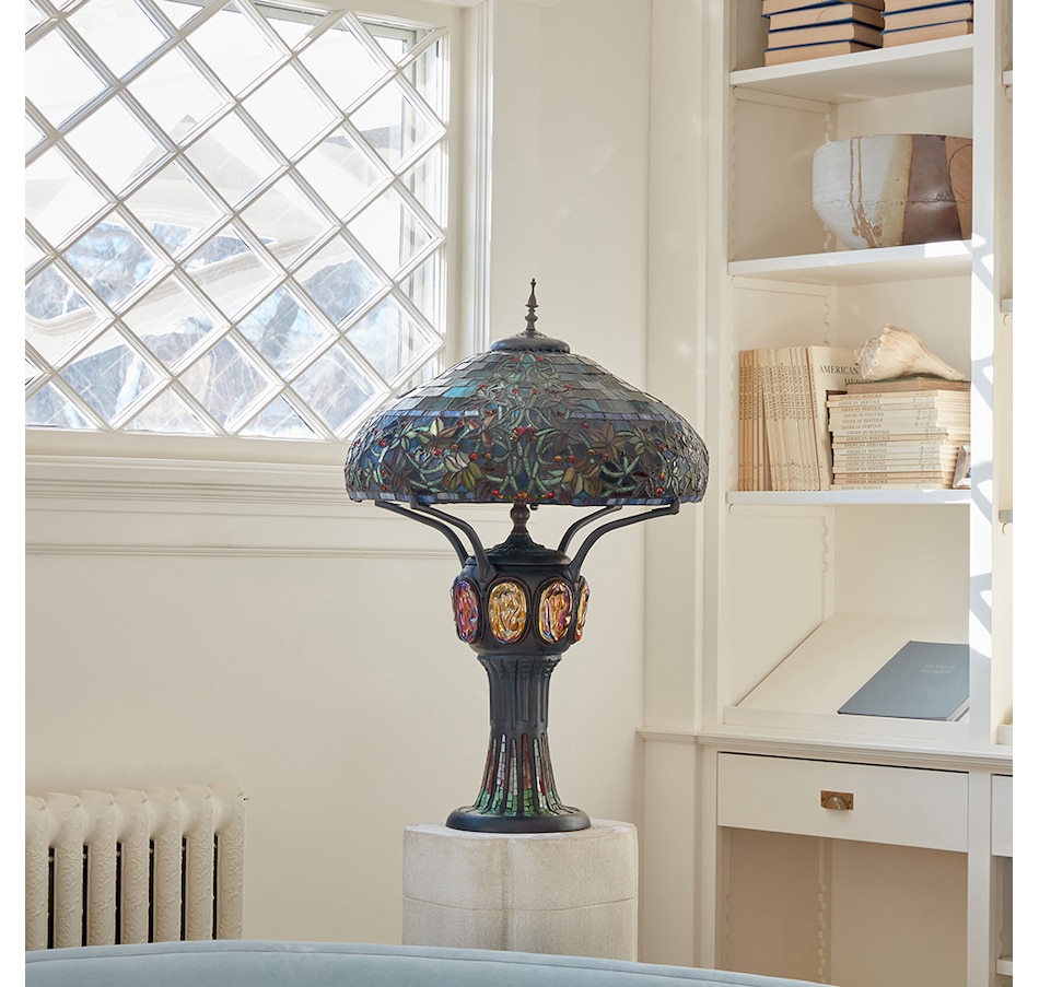 Image 554890_ALTMORE5.jpg, Product 554-890 / Price $1,899.99, Tiffany Style 34"H Stained Glass Turtleback Mosaic Double-Lit Lamp from Tiffany Style Lighting on TSC.ca's Home & Garden department