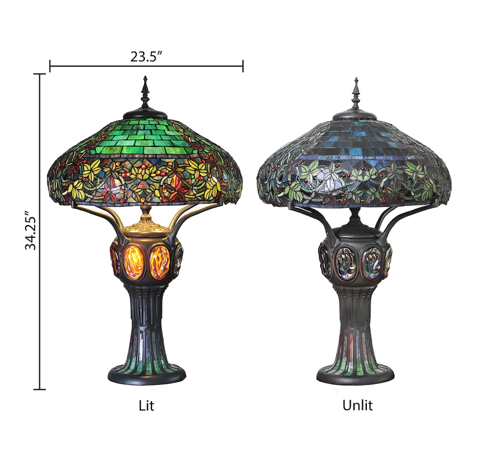 Image 554890_ALTMORE6.jpg, Product 554-890 / Price $1,899.99, Tiffany Style 34"H Stained Glass Turtleback Mosaic Double-Lit Lamp from Tiffany Style Lighting on TSC.ca's Home & Garden department