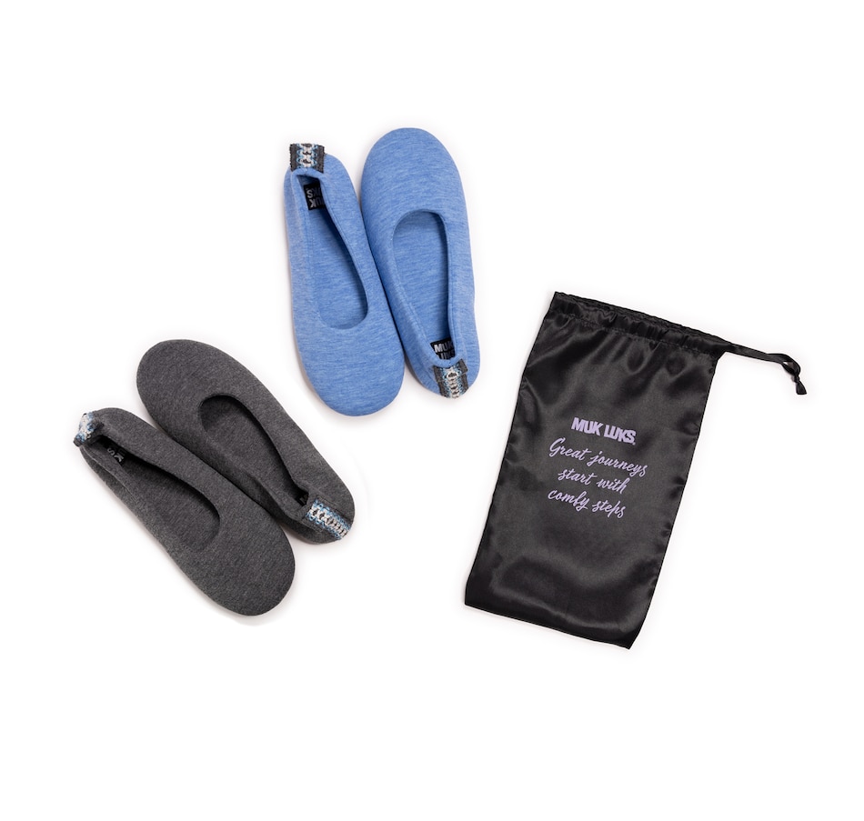 Image 556447_BKBU.jpg, Product 556-447 / Price $19.33, Muk Luks Soft Sole Ballerina Flat with Travel Bag (2-pack) from Muk Luks on TSC.ca's Shoes department