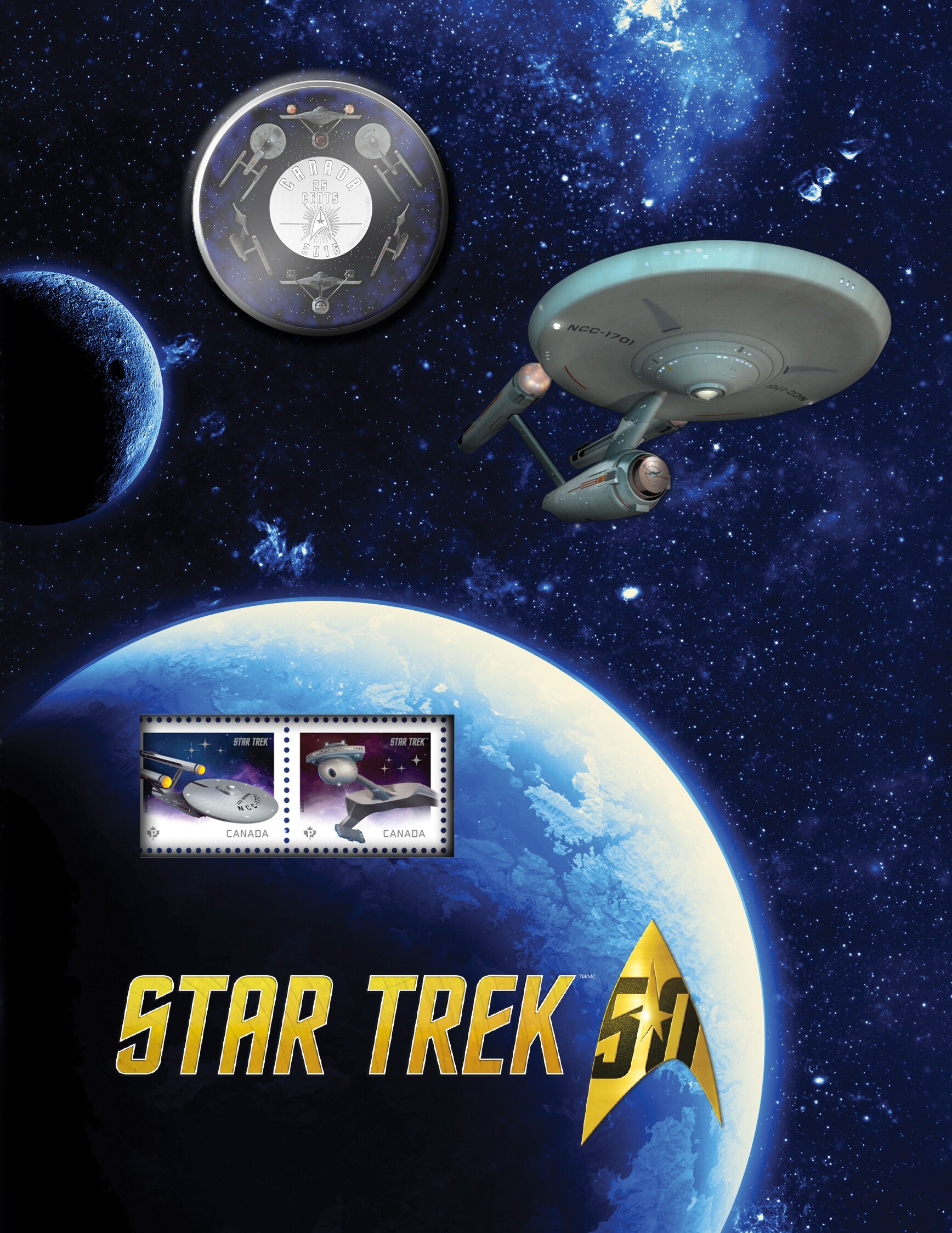 25-cent Enterprise Coin and Stamp Set Canada 2016 Star Trek™ 50th Anniversary