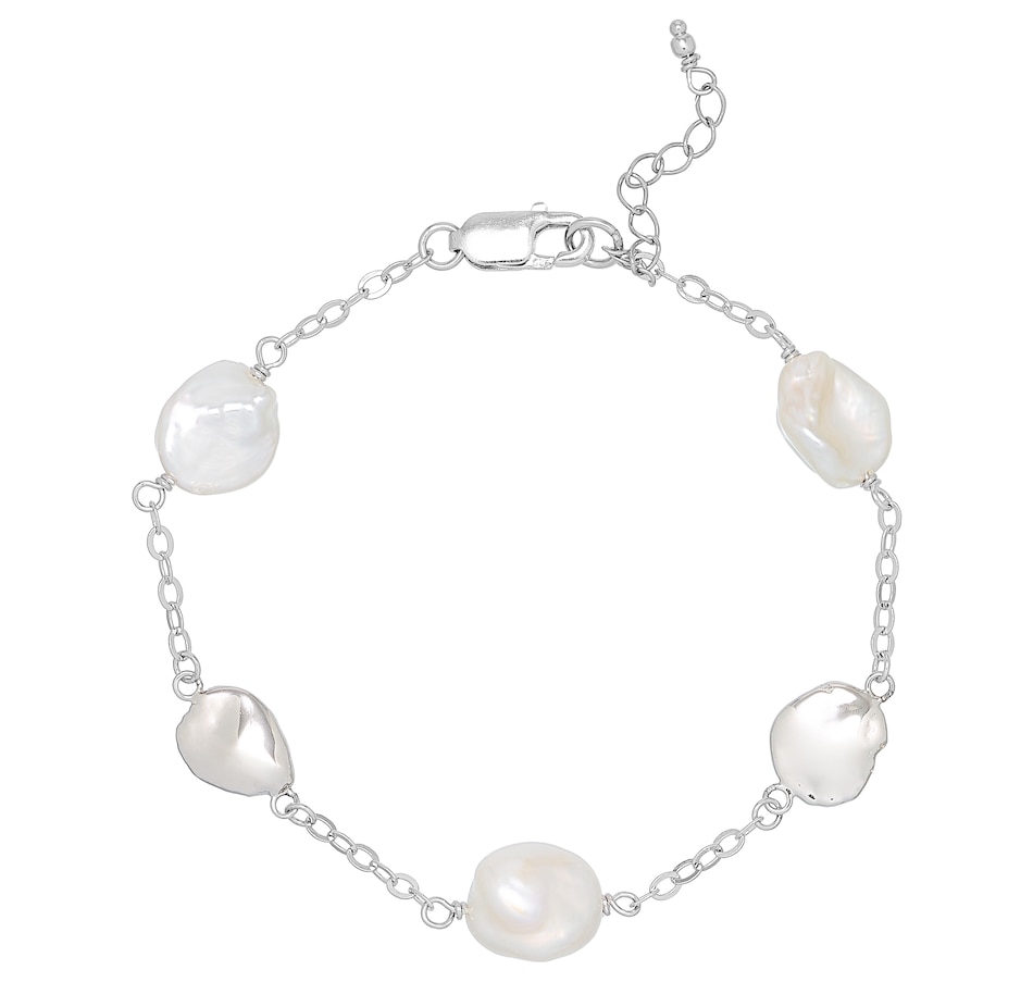 Image 560682.jpg, Product 560-682 / Price $156.00, Imperial Pearls Sterling Silver 9-10mm Freshwater Pearl Keshi & Keshi Charm Bracelet from Imperial Pearls on TSC.ca's Jewellery department