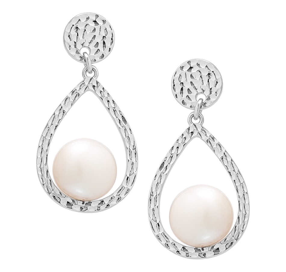 Image 560687.jpg, Product 560-687 / Price $173.00, Imperial Pearls Sterling Silver 8-8.5mm Freshwater Pearl Teardrop Earrings with Hammered Finish from Imperial Pearls on TSC.ca's Jewellery department