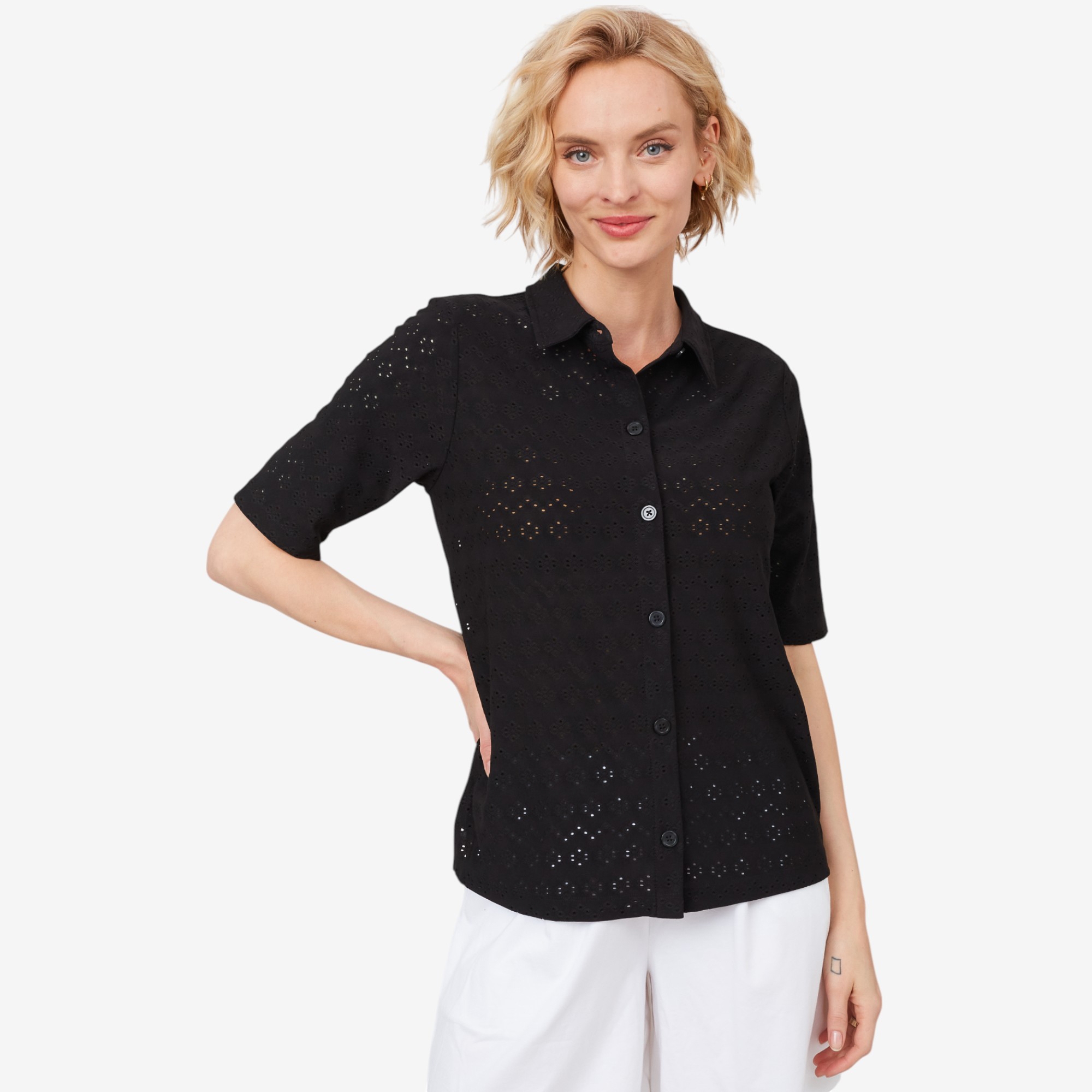 Cuddl Duds Eyelet Button Up Shirt - TSC.ca