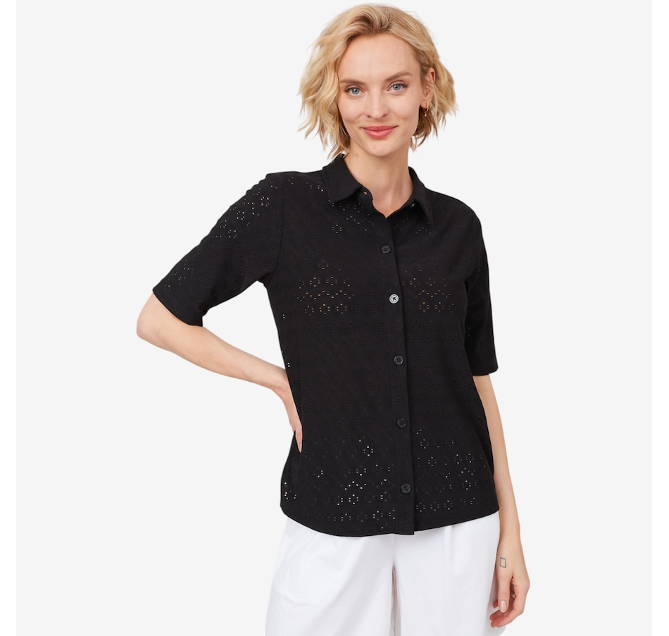 Image 560731_BLK.jpg, Product 560-731 / Price $19.33, Cuddl Duds Eyelet Button Up Shirt from Cuddl Duds on TSC.ca's Fashion department