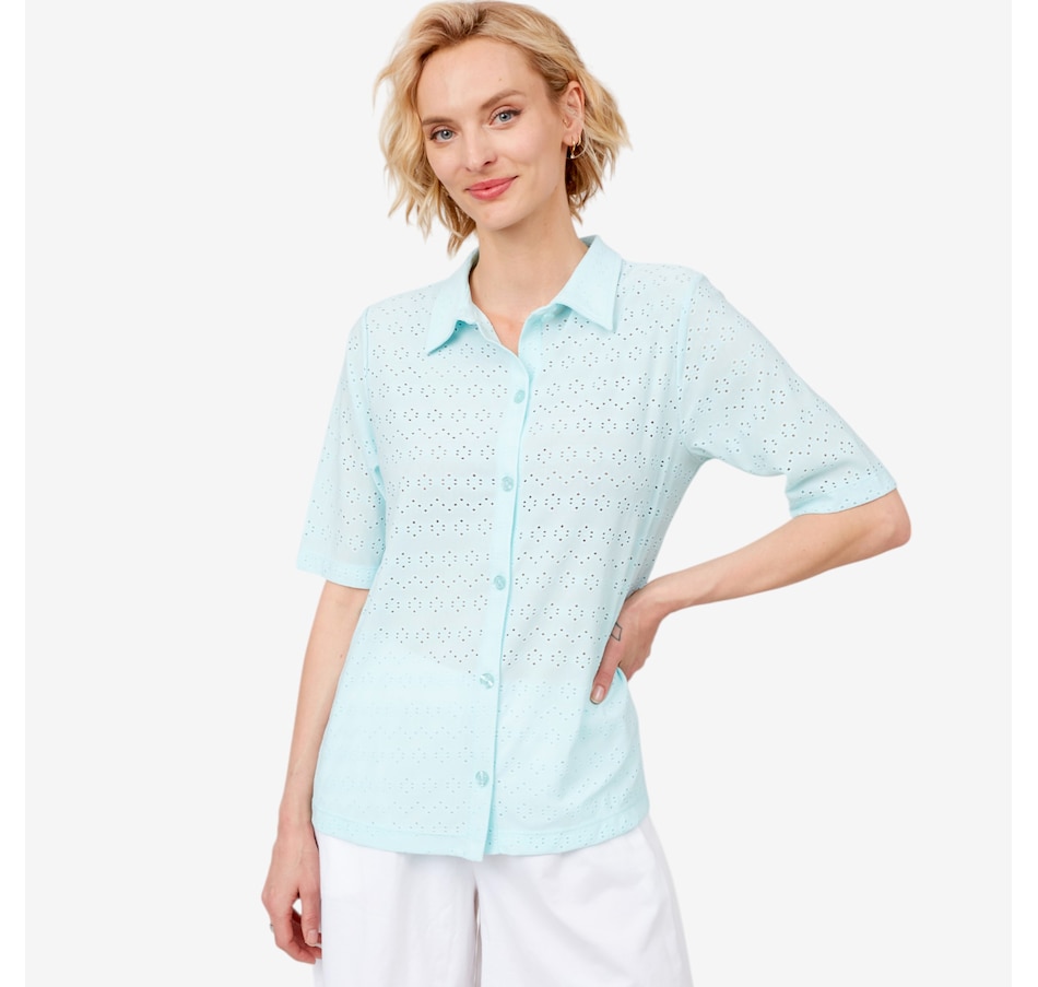 Image 560731_CLSBL.jpg, Product 560-731 / Price $19.33, Cuddl Duds Eyelet Button Up Shirt from Cuddl Duds on TSC.ca's Fashion department