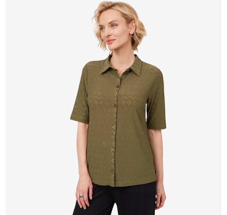Image 560731_DKOL.jpg, Product 560-731 / Price $19.33, Cuddl Duds Eyelet Button Up Shirt from Cuddl Duds on TSC.ca's Fashion department