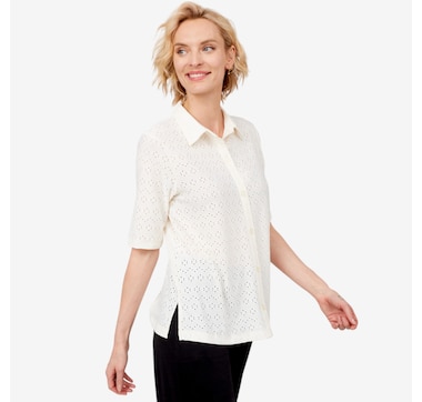 Cuddl Duds Eyelet Button Up Shirt