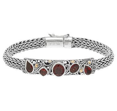 Samuel B Collection Sterling Silver and 18K Yellow Gold Gemstone Bracelet
