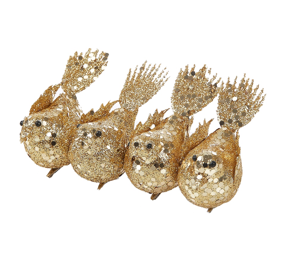 Image 560995_GLD.jpg, Product 560-995 / Price $12.88, Holiday Memories 4" Glitter/Sequin Bird Clip Ornaments (Set of 8) from Holiday Memories on TSC.ca's Home & Garden department