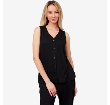 Cuddl Duds Slub Knit Button Front Tank