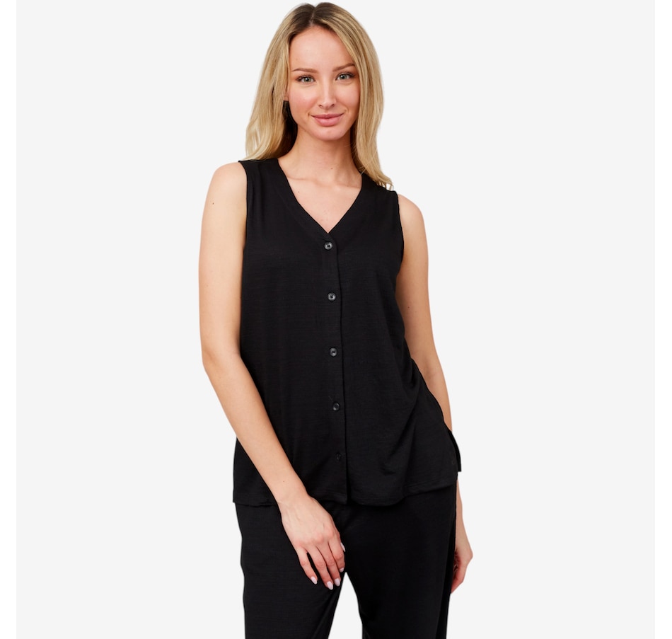 Image 595337_BLK.jpg, Product 595-337 / Price $24.88, Cuddl Duds Slub Knit Button Front Tank from Cuddl Duds on TSC.ca's Fashion department