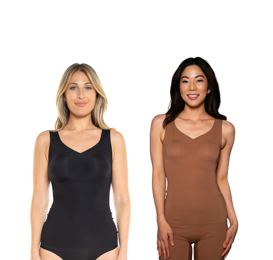 Image 595354_BKGMY.jpg, Product 595-354 / Price $49.88, Rhonda Shear Butterknit Smoothing V-Neck Tank (2-pack) from Rhonda Shear Shapewear on TSC.ca's Fashion department