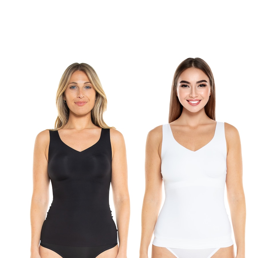 Image 595354_BKW.jpg, Product 595-354 / Price $49.88, Rhonda Shear Butterknit Smoothing V-Neck Tank (2-pack) from Rhonda Shear Shapewear on TSC.ca's Fashion department