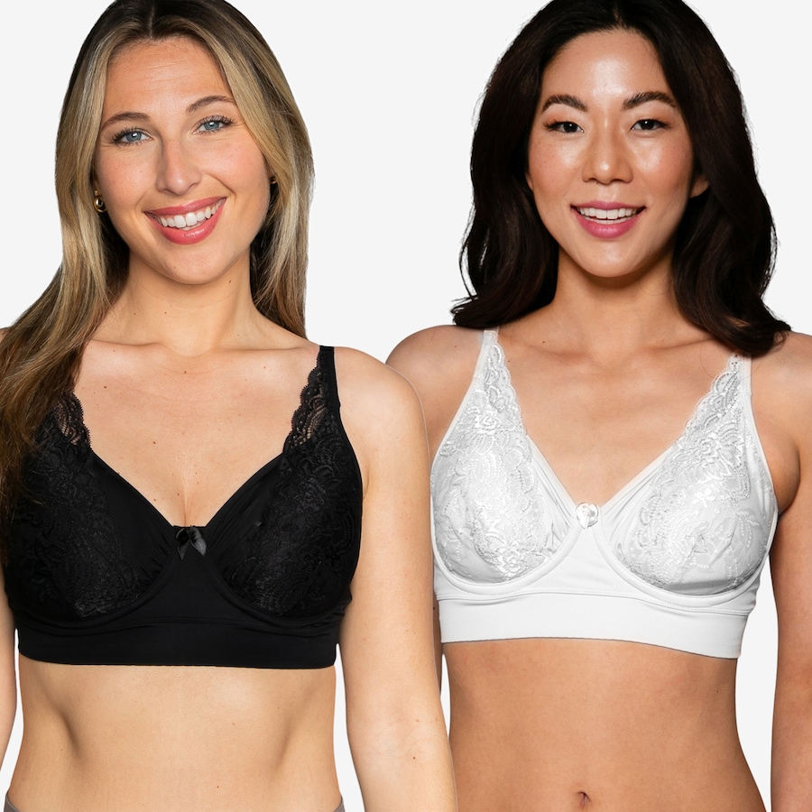 Image 595356_BKW.jpg, Product 595-356 / Price $49.88, Rhonda Shear Butterknit No Wire Underwire Bra with Lace (2-pack) from Rhonda Shear Shapewear on TSC.ca's Fashion department