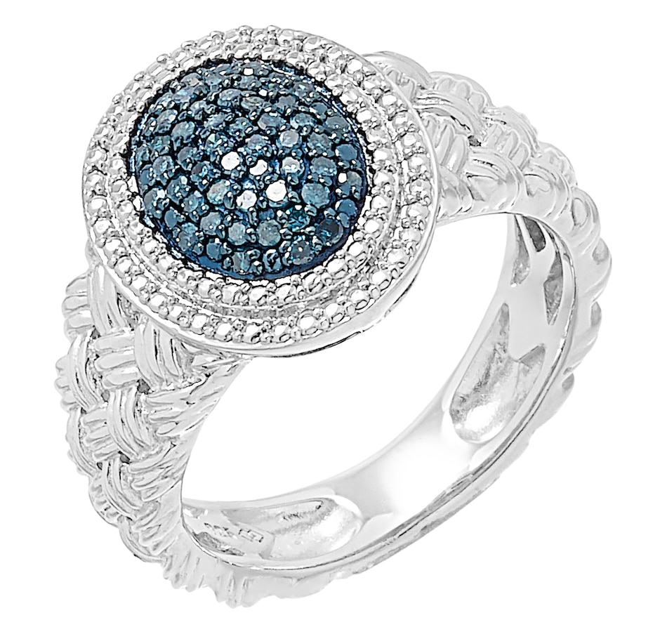 Sterling Silver Blue Diamond Ring