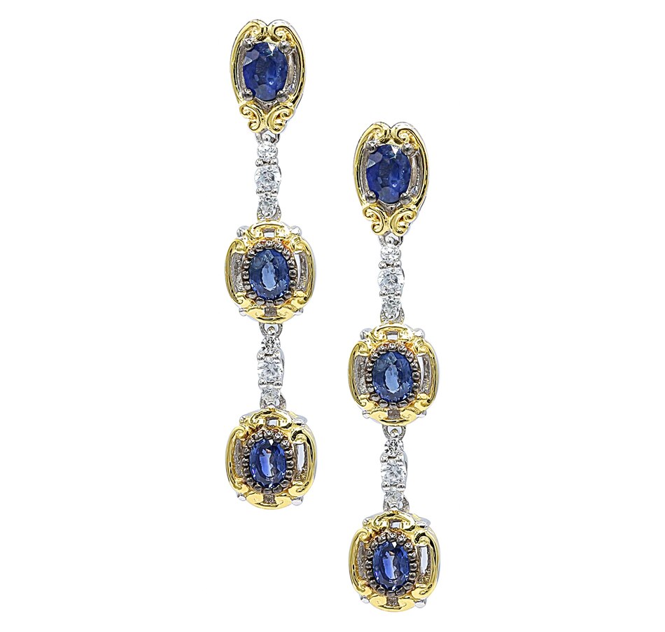 Jewellery Earrings Drop Earrings Gems En Vogue Sterling Silver Blue Sapphire & White