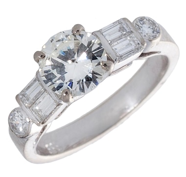 14KT White Gold 1.46 Carat Total Weight Diamond Engagement Ring