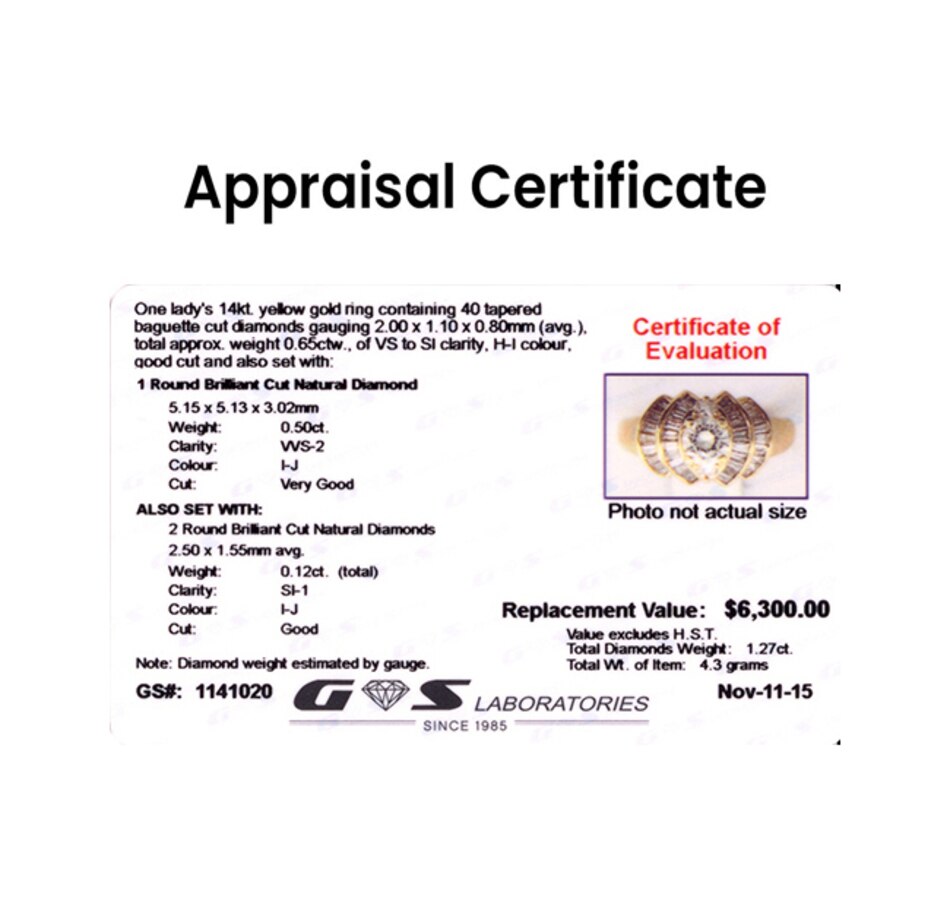 Image 600937_ALTMORE3.jpg, Product 600-937 / Price $3,495.00, 14KT Yellow Gold Fancy Tapered Baguette Engagement Ring with a .50 Carat Round Brilliant Cut Solitaire from Estate Originals on TSC.ca's Jewellery department