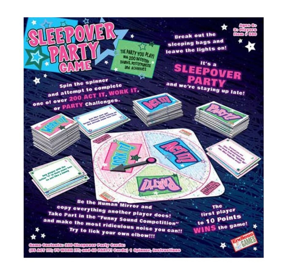 Image 600964_ALTMORE1.jpg, Product 600-964 / Price $36.99, Endless Games Sleepover Party Game with 200 Different Stunts, Peformances, and Activities on TSC.ca's Toys & Hobbies department
