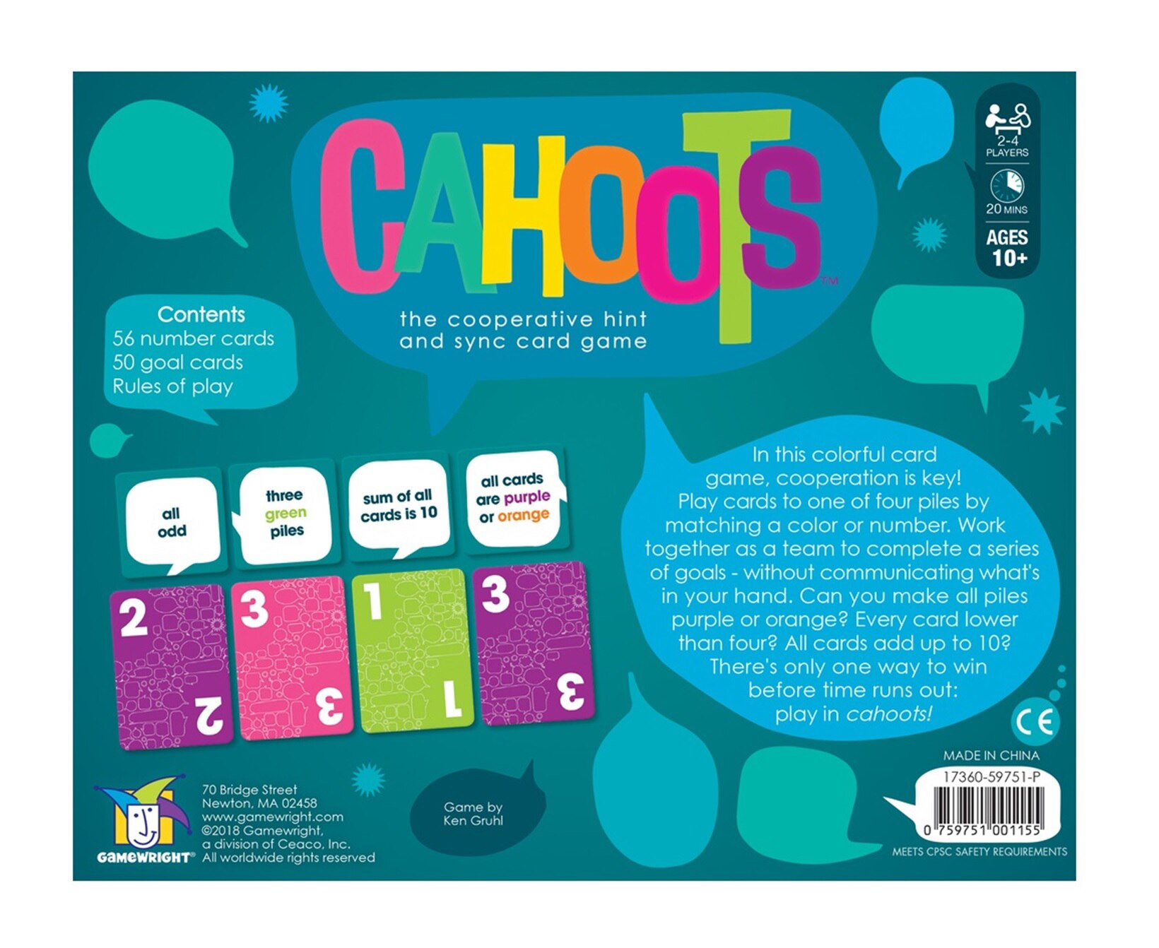 Gamewright Cahoots the Cooperative Hint and Sync Card Game 