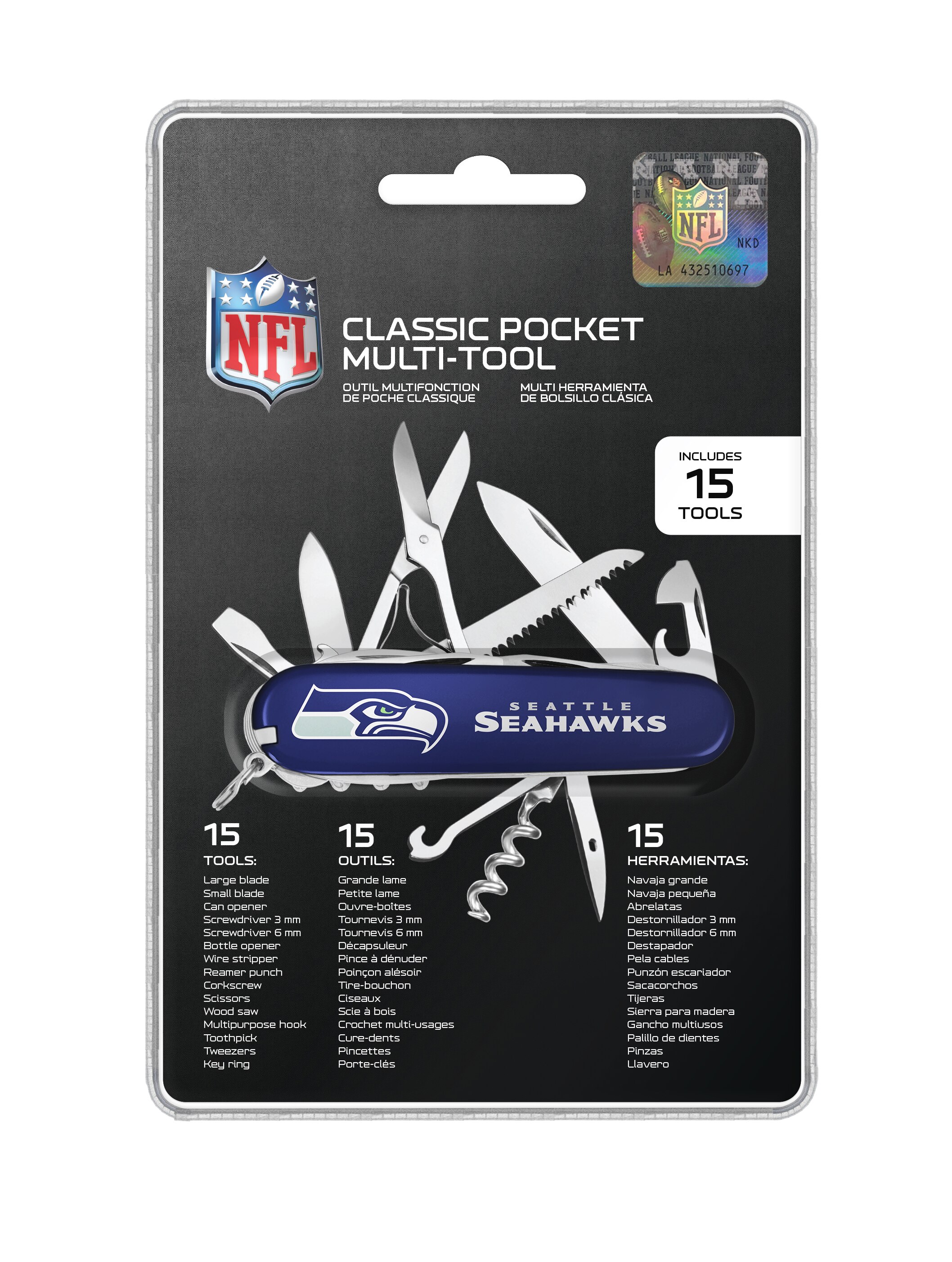 The Sports Vault Seattle Seahawks Classic Wood Pocket Multi-Tool 
